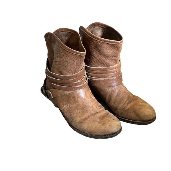 Women's Cuoio Vero Camel Brown Leather Short Boots Booties - Picture 1 of 13